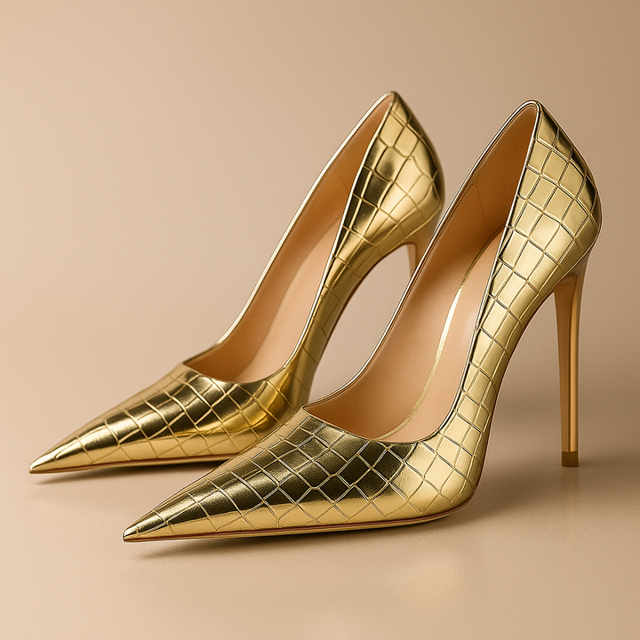 Noir Éclat™ – Tacones de Cocodrilo Esculpidos