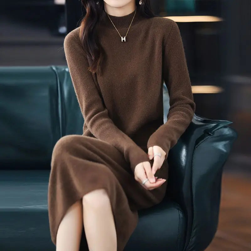 Lucía | Vestido Gris Largo de Algodón Cálido, Suave e Ideal para la Noche