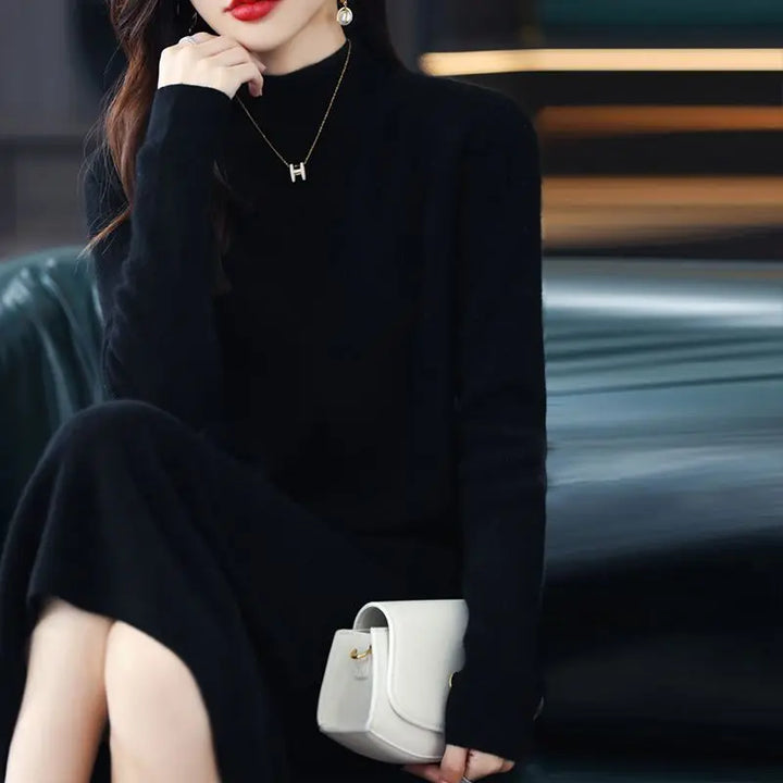 Lucía | Vestido Gris Largo de Algodón Cálido, Suave e Ideal para la Noche