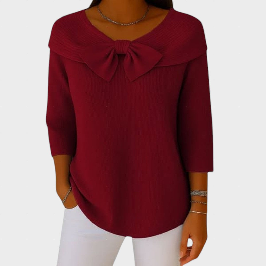 Selena – Suéter de Mujer con Lazo y Escote Redondo